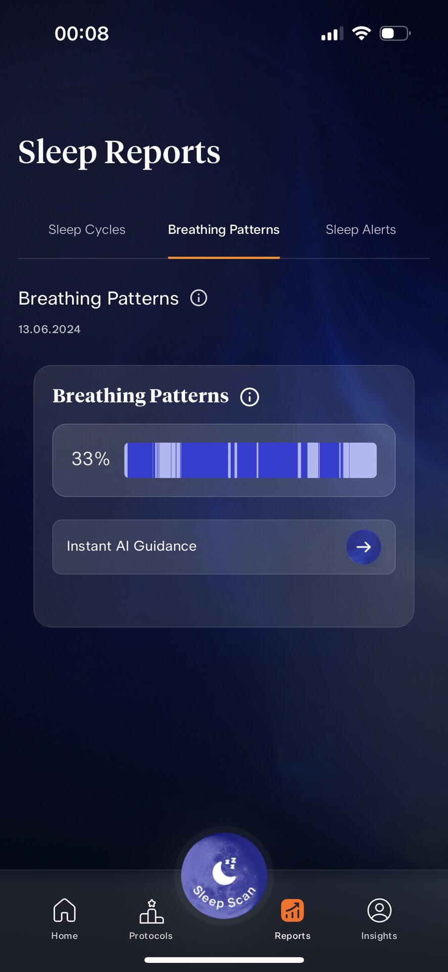 Emma Up: breathing-pattern report