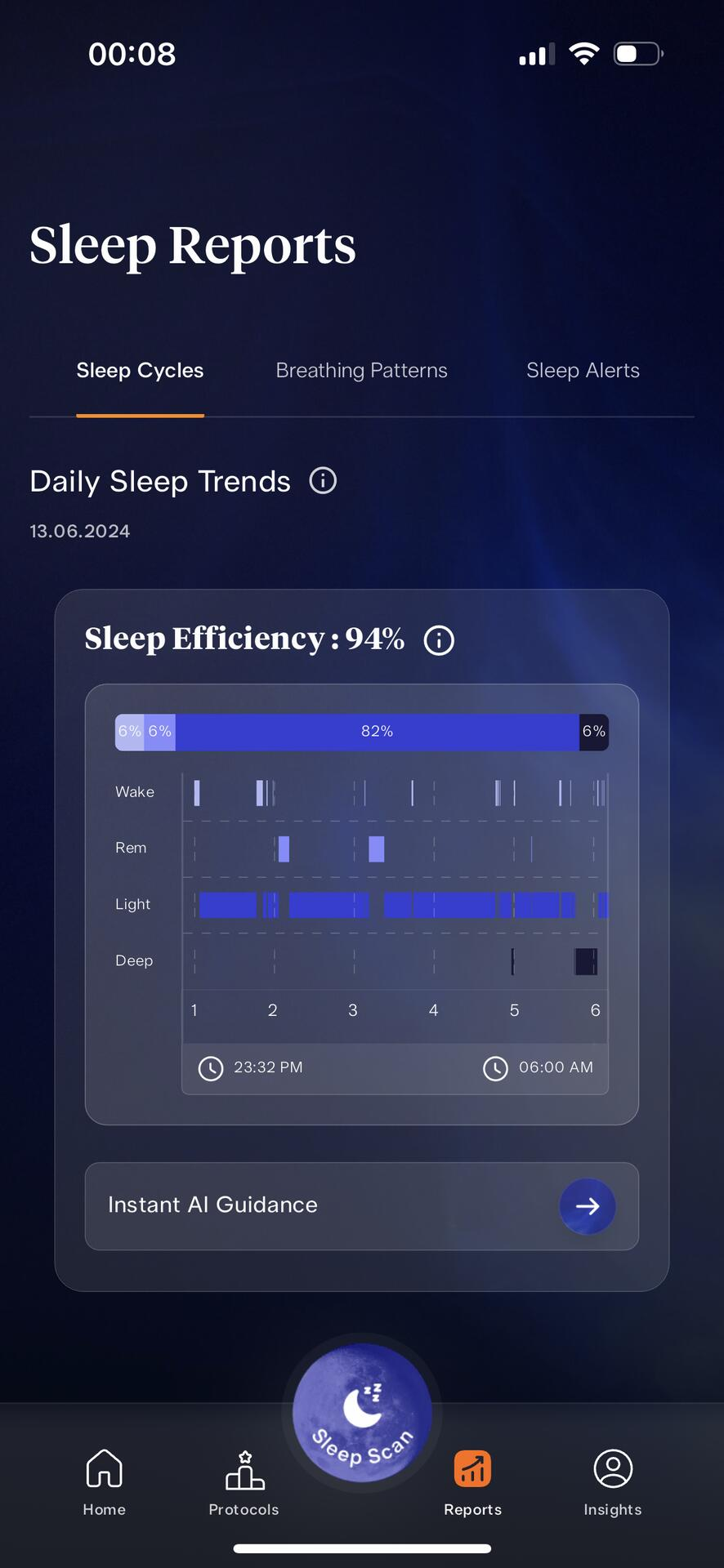 Emma Up: sleep-stages report
